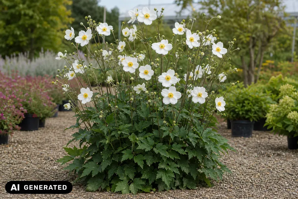 Herbst-Anemone 'Honorine Jobert' – Anemone japonica 'Honorine Jobert', Bild 2
