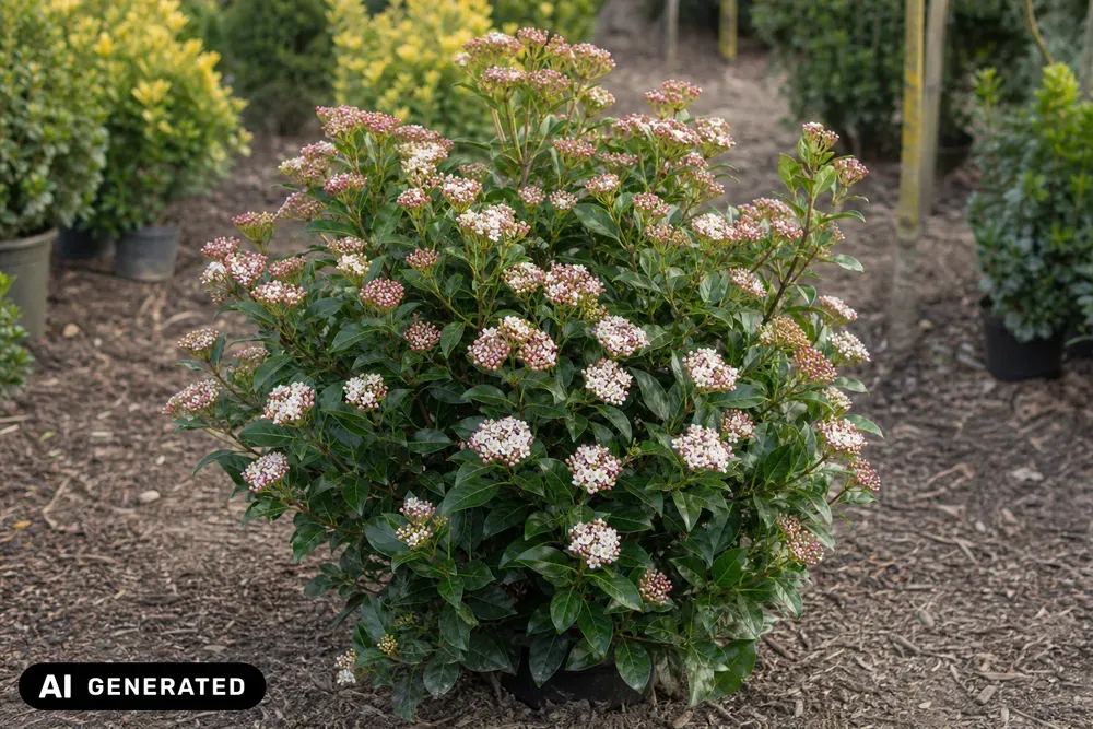 Lorbeer-Schneeball 'Gwenllian' – Viburnum tinus 'Gwenllian', Bild 2